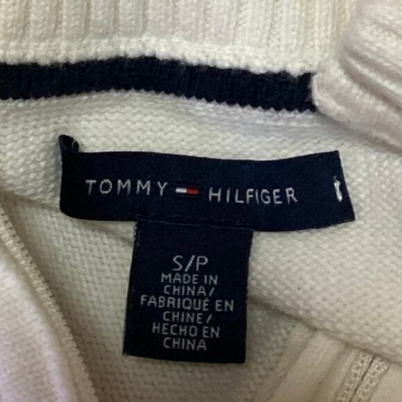 Tommy Hilfiger White Full Zip Knit Mock Neck Long Sleeve Sweater Jacket Top S - Picture 4 of 5